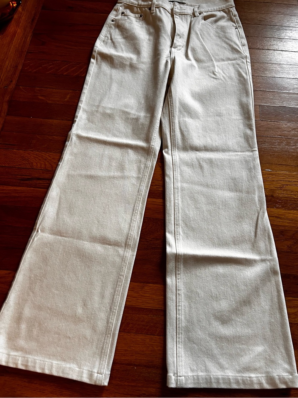 MEIYANG Wide Leg Cream Jeans